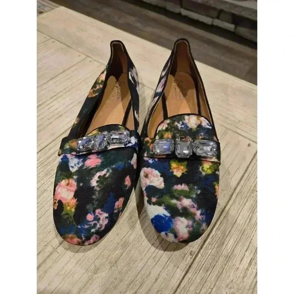 Seychelles Women's Floral Loafers 10 Multicolor Rhinestone Accent Cottagecore - Picture 2 of 12